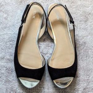 Apt. 9 Sling Back Peep Toe Black Velvet Sandal Size 7